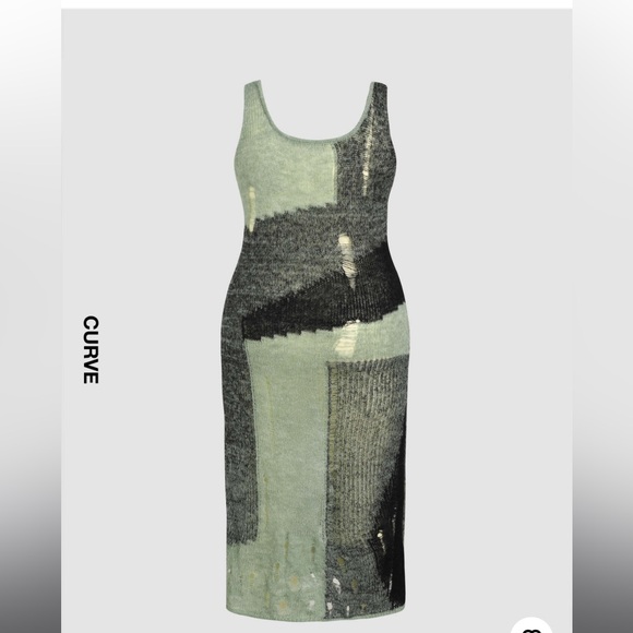 Cider Green and Black Knit destructed Dress 2X - Picture 10 of 11